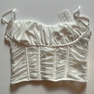 Tic Toc - Mesh Corset Style Top, a white, large